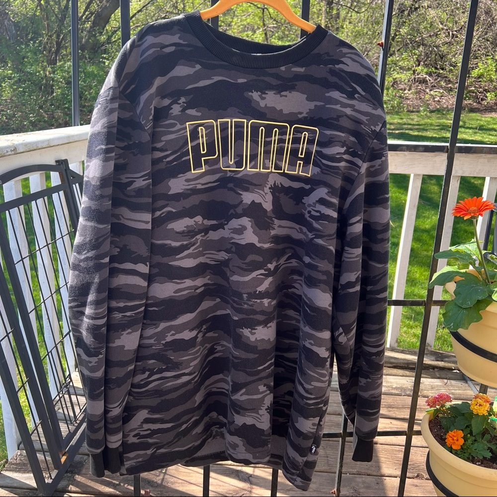camo PUMA crewneck sweater